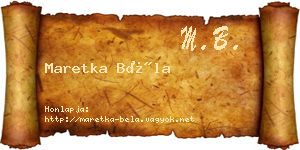 Maretka Béla névjegykártya